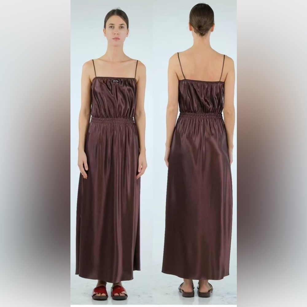 Miu Miu Burgundy Satin Midi Dress - Picture 5 of 5